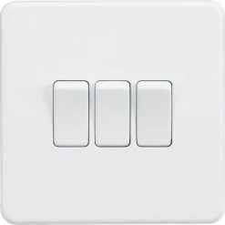 Knightsbridge SF4000MW 10AX 3-Gang 2-Way Light Switch Matt White