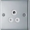 British General Nexus Metal 5A 1-Gang Unswitched Round Pin Socket Polished Chrome With White Inserts 2 British General Nexus Metal 5A 1-Gang Unswitched Round Pin Socket Polished Chrome With White Inserts -British General Shop 479XG P