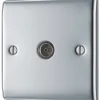 British General Nexus Metal 1-Gang Coaxial TV Socket Polished Chrome