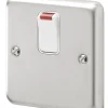 MK Albany Plus 20AX 1-Gang DP Control Switch Brushed Stainless Steel With Neon With White Inserts -British General Shop 482FF P