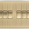 Knightsbridge CS42AB 10AX 6-Gang 2-Way Light Switch Antique Brass -British General Shop 484TY P