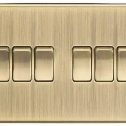 Knightsbridge CS42AB 10AX 6-Gang 2-Way Light Switch Antique Brass
