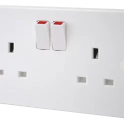 British General 900 Series 13A 2-Gang SP Switched Plug Socket White 5 Pack -British General Shop 48563 A1