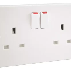 British General 900 Series 13A 2-Gang SP Switched Plug Socket White 5 Pack -British General Shop 48563 A2