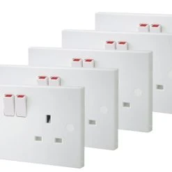 British General 900 Series 13A 2-Gang SP Switched Plug Socket White 5 Pack -British General Shop 48563 P