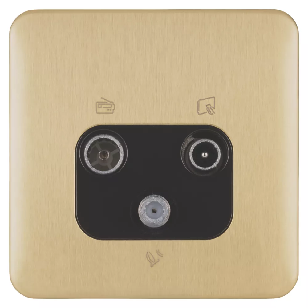Schneider Electric Lisse Deco 1-Gang Triplex Multimedia Socket Satin Brass With Black Inserts 4 Schneider Electric Lisse Deco 1-Gang Triplex Multimedia Socket Satin Brass With Black Inserts - Image 2