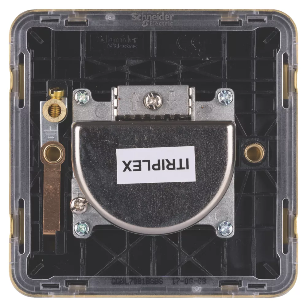 Schneider Electric Lisse Deco 1-Gang Triplex Multimedia Socket Satin Brass With Black Inserts 6 Schneider Electric Lisse Deco 1-Gang Triplex Multimedia Socket Satin Brass With Black Inserts - Image 4