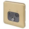 Schneider Electric Lisse Deco 1-Gang Triplex Multimedia Socket Satin Brass With Black Inserts -British General Shop 485FF P
