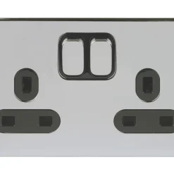 Schneider Electric Lisse Deco 13A 2-Gang SP Switched Plug Socket Polished Chrome With Black Inserts 7 Schneider Electric Lisse Deco 13A 2-Gang SP Switched Plug Socket Polished Chrome With Black Inserts -British General Shop 488FF A1