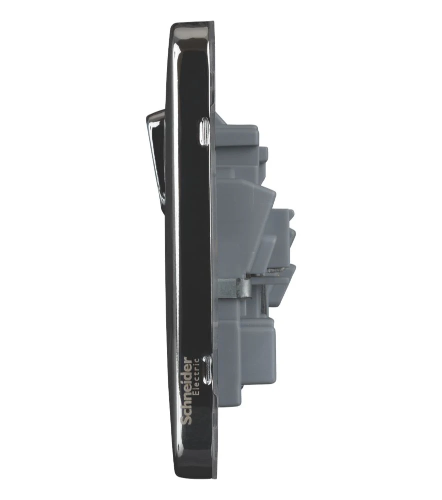 Schneider Electric Lisse Deco 13A 2-Gang SP Switched Plug Socket Polished Chrome With Black Inserts 5 Schneider Electric Lisse Deco 13A 2-Gang SP Switched Plug Socket Polished Chrome With Black Inserts - Image 3