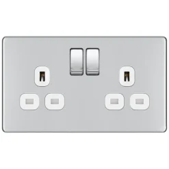 LAP 13A 2-Gang DP Switched Socket Polished Chrome With White Inserts 7 LAP 13A 2-Gang DP Switched Socket Polished Chrome With White Inserts -British General Shop 488KJ A1
