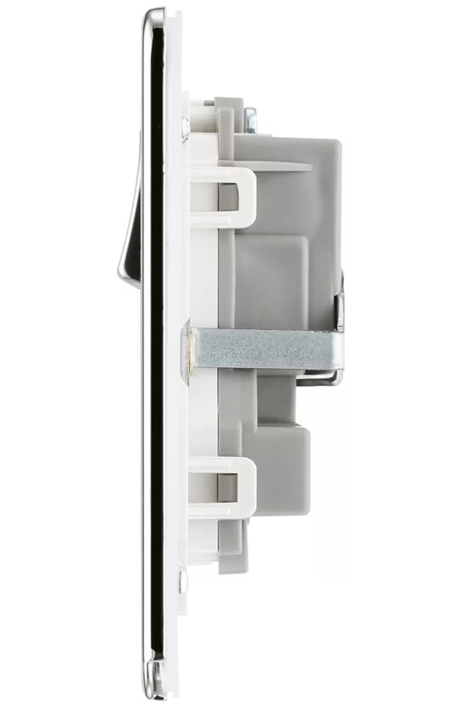 LAP 13A 2-Gang DP Switched Socket Polished Chrome With White Inserts 5 LAP 13A 2-Gang DP Switched Socket Polished Chrome With White Inserts - Image 3