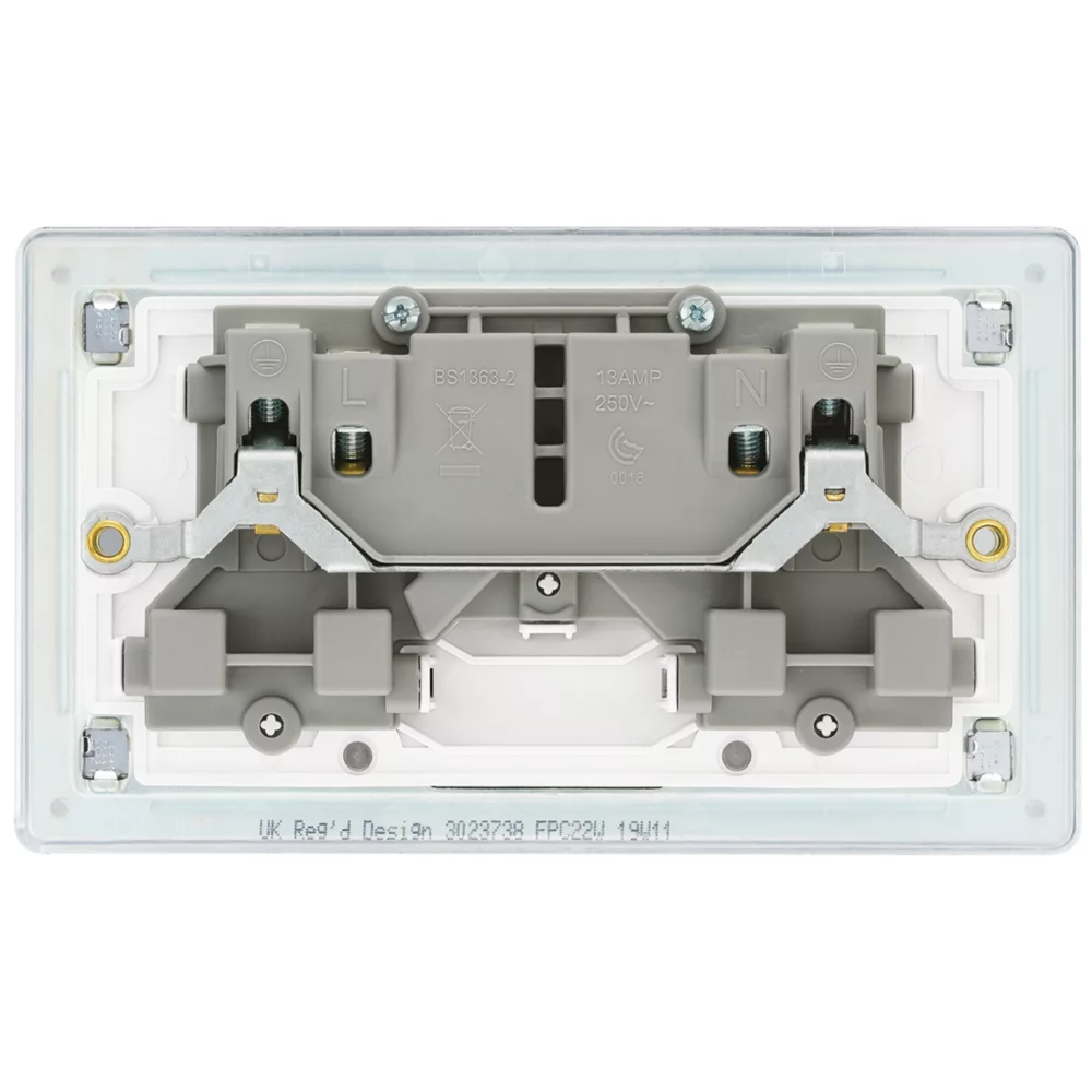 LAP 13A 2-Gang DP Switched Socket Polished Chrome With White Inserts 6 LAP 13A 2-Gang DP Switched Socket Polished Chrome With White Inserts - Image 4