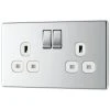LAP 13A 2-Gang DP Switched Socket Polished Chrome With White Inserts -British General Shop 488KJ P