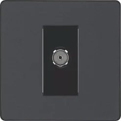 British General Evolve 1-Gang Coaxial TV / FM Socket Grey With Black Inserts -British General Shop 492RF A2