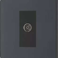 British General Evolve 1-Gang Coaxial TV / FM Socket Grey With Black Inserts -British General Shop 492RF A3
