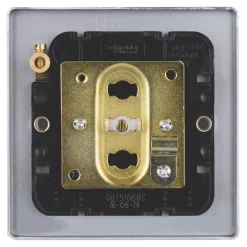 Schneider Electric Ultimate Low Profile 1-Gang Coaxial TV / FM Socket Brushed Chrome With Black Inserts -British General Shop 4932J A3