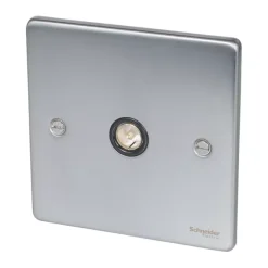 Schneider Electric Ultimate Low Profile 1-Gang Coaxial TV / FM Socket Brushed Chrome With Black Inserts