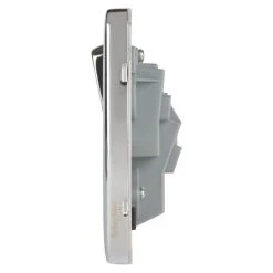 Schneider Electric Lisse Deco 13A 1-Gang SP Switched Plug Socket Polished Chrome With Black Inserts -British General Shop 494FF A2