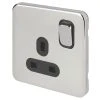 Schneider Electric Lisse Deco 13A 1-Gang SP Switched Plug Socket Polished Chrome With Black Inserts