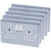 LAP 13A 2-Gang SP Switched Plug Socket Polished Chrome With White Inserts 5 Pack 1 LAP 13A 2-Gang SP Switched Plug Socket Polished Chrome With White Inserts 5 Pack -British General Shop 4956C P