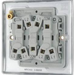 British General Nexus Metal 10AX 3-Gang 2-Way Light Switch Polished Chrome -British General Shop 495FT A3