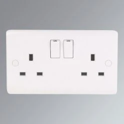 LAP 13A 2-Gang DP Switched Plug Socket White 5 Pack -British General Shop 49620 A2