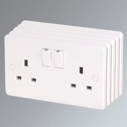 LAP 13A 2-Gang DP Switched Plug Socket White 5 Pack