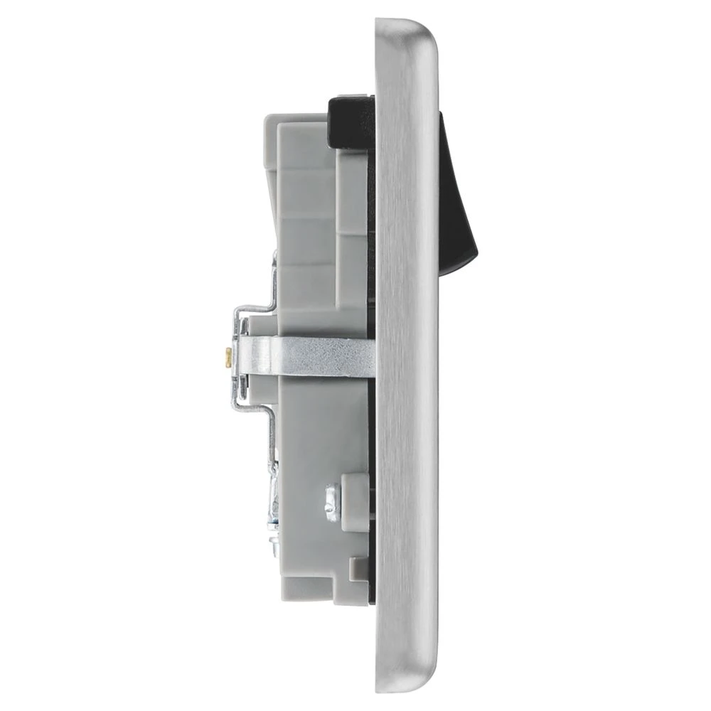 LAP 13A 2-Gang SP Switched Socket + 3.1A 2-Outlet Type A USB Charger Brushed Stainless Steel With Black Inserts 7 LAP 13A 2-Gang SP Switched Socket + 3.1A 2-Outlet Type A USB Charger Brushed Stainless Steel With Black Inserts - Image 5