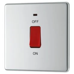 LAP 45A 1-Gang DP Cooker Switch Polished Chrome With LED