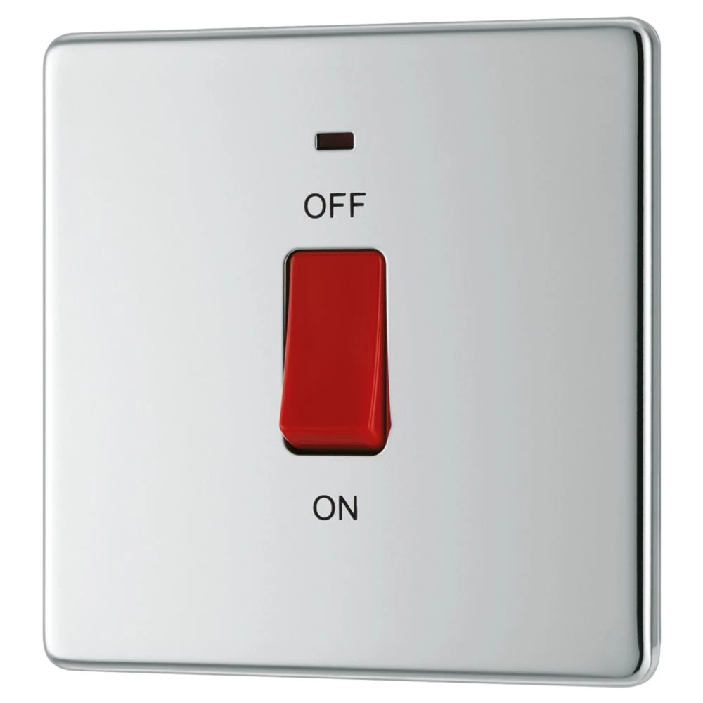 LAP 45A 1-Gang DP Cooker Switch Polished Chrome With LED 3 LAP 45A 1-Gang DP Cooker Switch Polished Chrome With LED