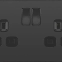 British General Evolve 13A 2-Gang SP Switched Socket Black With Black Inserts -British General Shop 499RF A2