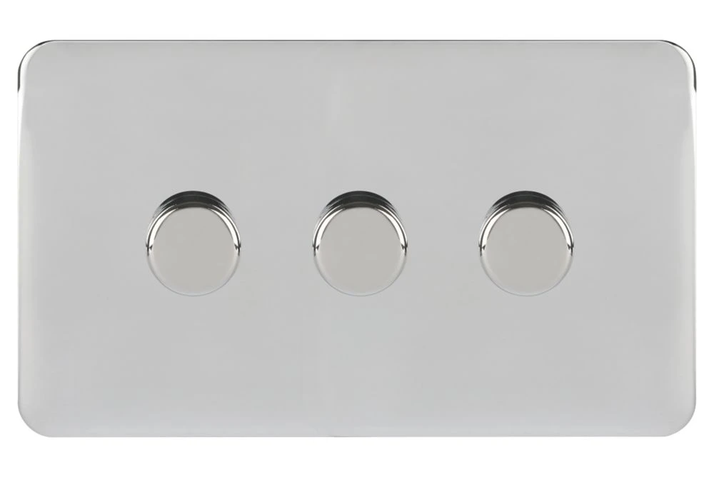 Schneider Electric Lisse Deco 3-Gang 2-Way Dimmer Switch Polished Chrome 4 Schneider Electric Lisse Deco 3-Gang 2-Way Dimmer Switch Polished Chrome - Image 2