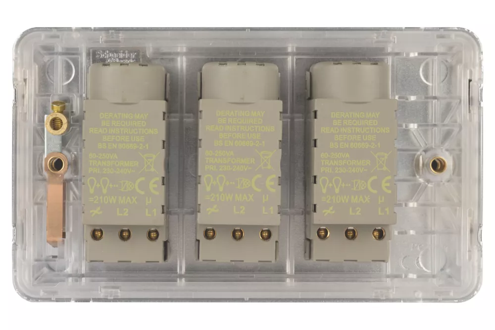 Schneider Electric Lisse Deco 3-Gang 2-Way Dimmer Switch Polished Chrome 6 Schneider Electric Lisse Deco 3-Gang 2-Way Dimmer Switch Polished Chrome - Image 4