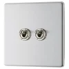 LAP 20A 16AX 2-Gang 2-Way Toggle Switch Brushed Stainless Steel -British General Shop 501KJ P