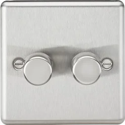 Knightsbridge CL2182BC 2-Gang 2-Way LED Dimmer Switch Brushed Chrome
