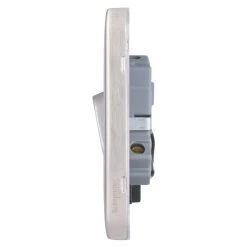 Schneider Electric Lisse Deco 20AX 1-Gang DP Control Switch Brushed Stainless Steel With LED With Black Inserts -British General Shop 505FF A2