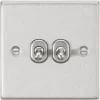 Knightsbridge CSTOG2BC 10AX 2-Gang 2-Way Light Switch Brushed Chrome -British General Shop 507TY P