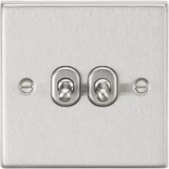 Knightsbridge CSTOG2BC 10AX 2-Gang 2-Way Light Switch Brushed Chrome