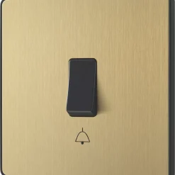 British General Evolve 10A 1-Gang 1-Way Bell Push Switch Satin Brass With Black Inserts -British General Shop 508PY A3