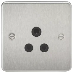 Knightsbridge FP5ABC 5A 1-Gang Unswitched Socket Brushed Chrome With Black Inserts