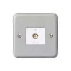 MK Contoura 1-Gang Coaxial TV / FM Socket Grey With White Inserts -British General Shop 511RG A1
