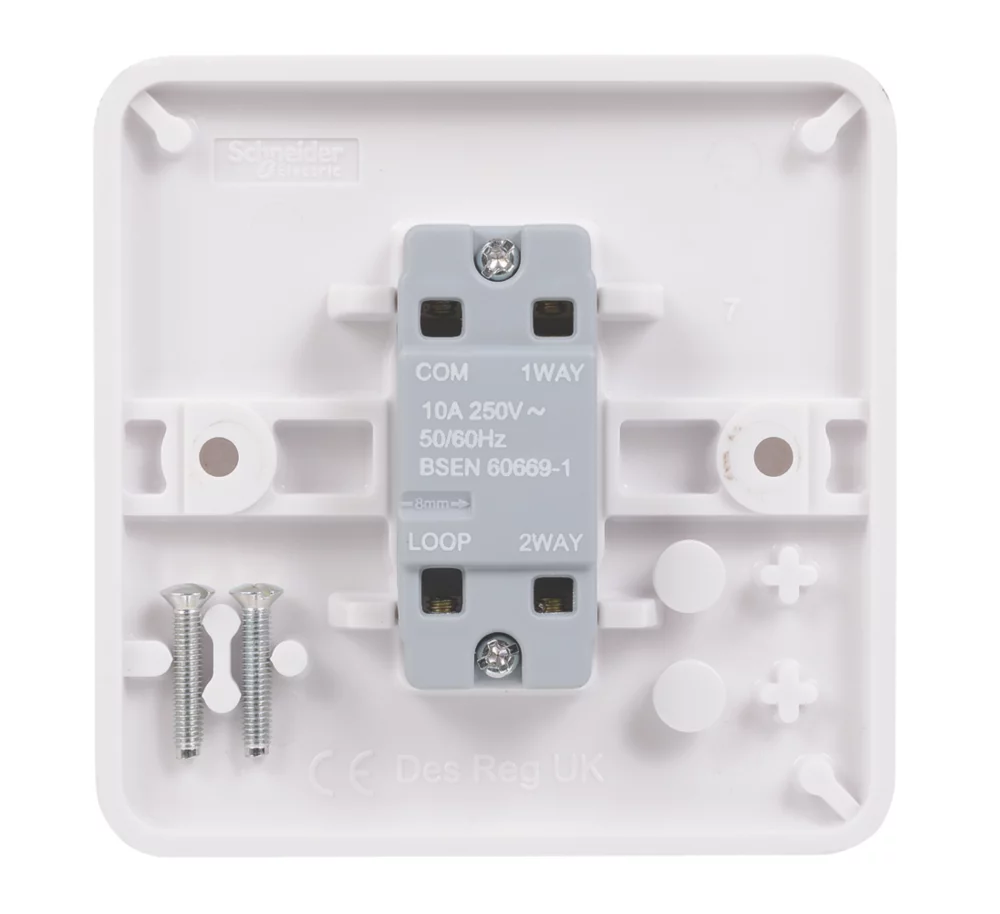 Schneider Electric Lisse 10AX 1-Gang 1-Way Retractive Bell Switch White 5 Schneider Electric Lisse 10AX 1-Gang 1-Way Retractive Bell Switch White - Image 3