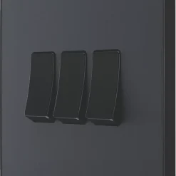 British General Evolve 20 A 16AX 3-Gang 2-Way Light Switch Grey With Black Inserts
