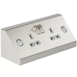 Knightsbridge SKR008 13A 2-Gang DP Switched Under Cabinet Socket Stainless Steel With Colour-Matched Inserts -British General Shop 513TX A2