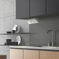 Knightsbridge SKR008 13A 2-Gang DP Switched Under Cabinet Socket Stainless Steel With Colour-Matched Inserts -British General Shop 513TX A3
