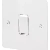 MK Edge 20AX 1-Gang 2-Way Light Switch White With Colour-Matched Inserts -British General Shop 515FF P