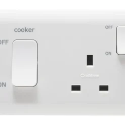 Crabtree Instinct 45A 2-Gang DP Cooker Switch & 13A DP Switched Socket White -British General Shop 516HV A1