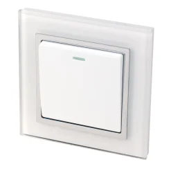 Retrotouch Crystal 10A 1-Gang 2-Way Light Switch White Glass