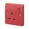 MK Logic Plus 13A 1-Gang DP Switched Plug Socket Red -British General Shop 520FF P